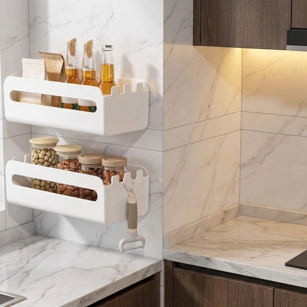Plastic Tissue Storage Rack No Drilling Refrigerator Tissue Organizer for Napkin