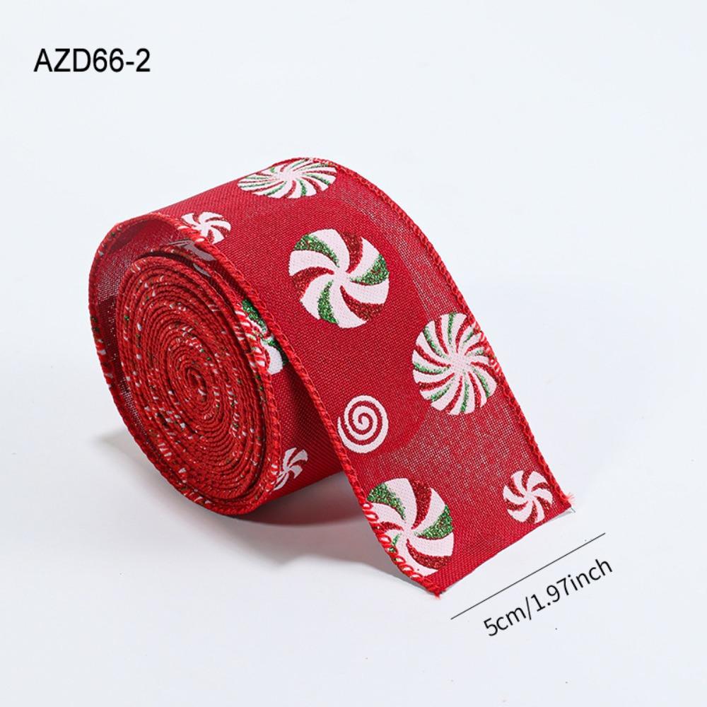 Cartoon 2M/Roll Christmas Tree Ribbon DIY Reinforced Edge Gift Packaging Webbing Snowman Fabric Wreath Making Tool Xmas