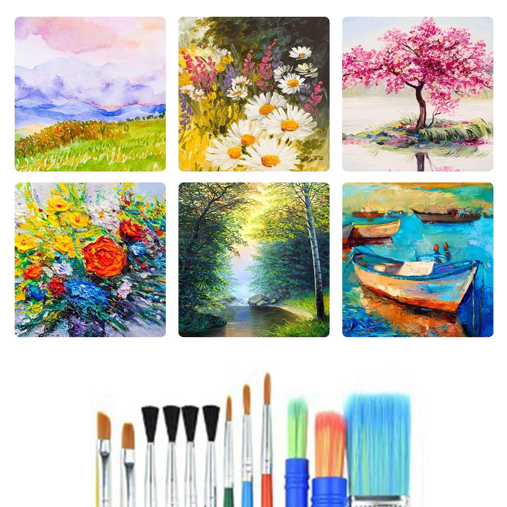 16PCS Children Paintbrushes Washable Paint Brushes Sponge Painting Brush Set for Toddler Kids Early DIY Learning Toys