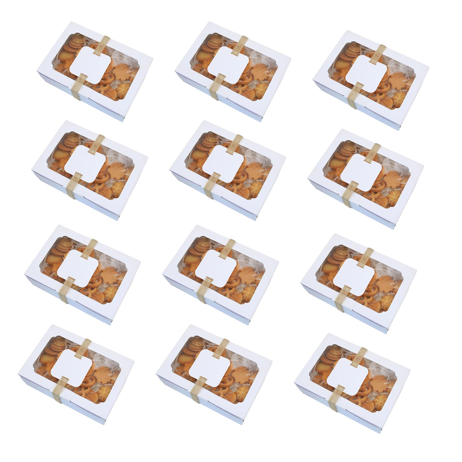 

12 шт. Большая бумажная коробка с прозрачным окном, бумажная кондитерская коробка для торта, конфет, печенья, печенья, подарков своими руками, прочная и портативная белый