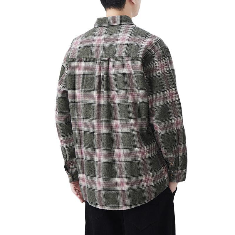 Spring New Japanese Retro Men's Loose Shirt Color Plaid Casual American Shirt Jacket