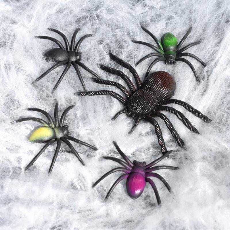 5Pcs Portable Faux Spiders Party Supplies Easy Indoors Outdoor Halloween Decoration Halloween Party Supplies