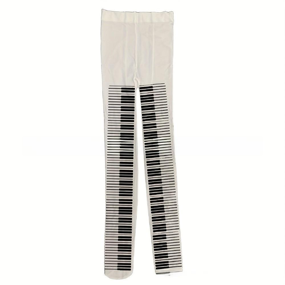 New Ultra-Thin Patterned Stockings Stretchy Fabric JK Style Pantyhose Symbol Print Music Note Tights Club Party
