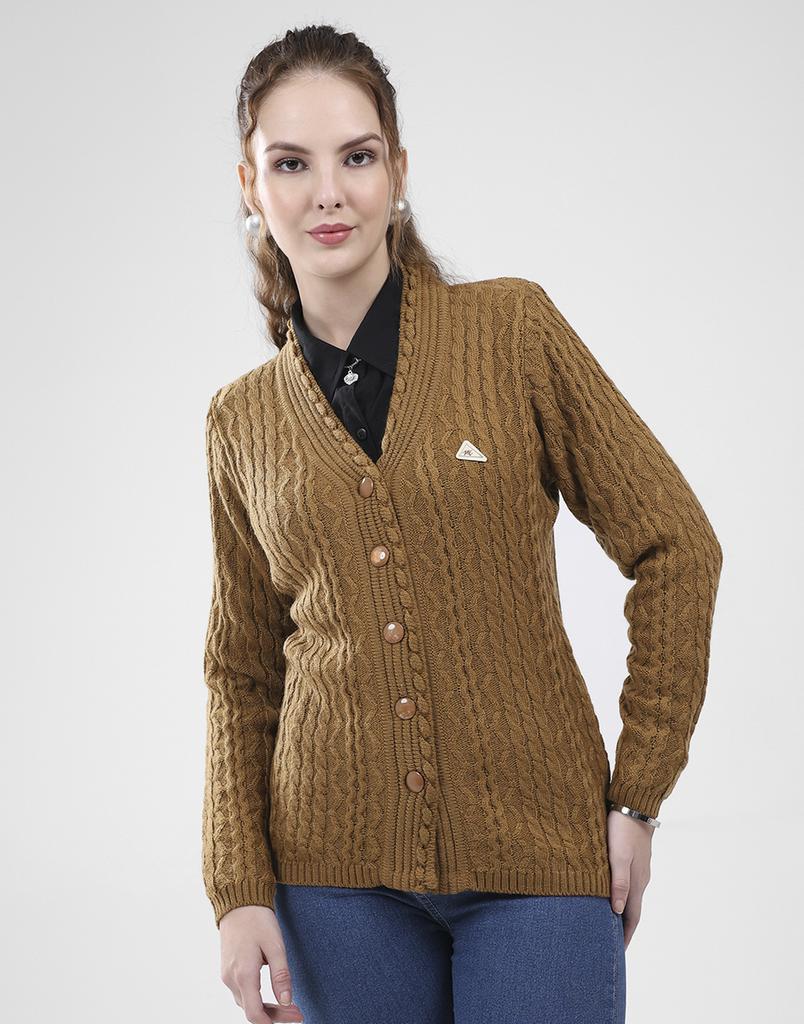 MONTE CARLO Women's V Neck Full Sleeves Cardigan