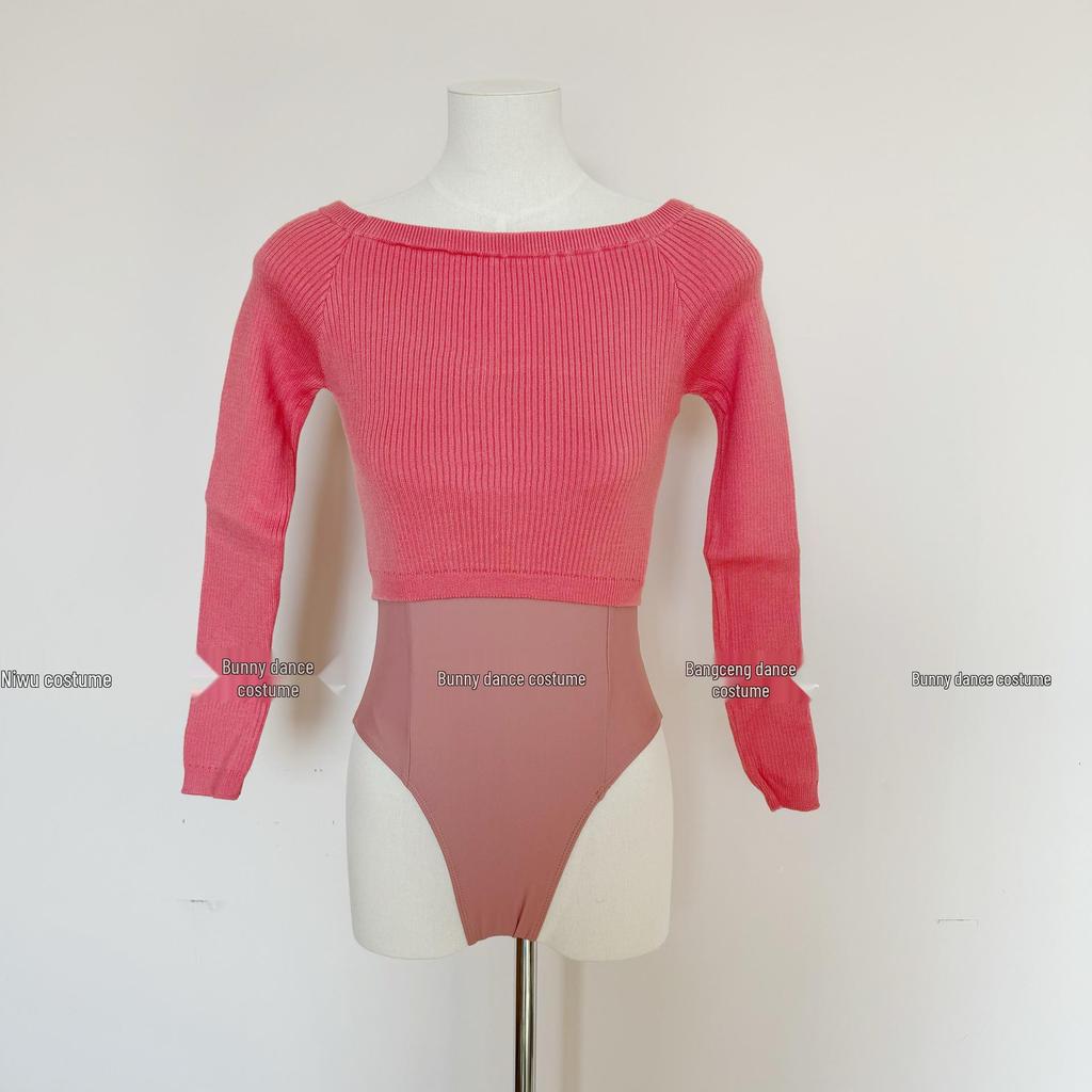 Children's Long Sleeve Dance Cardigan Shawl - Off-Shoulder Autumn/Winter Sweater for Girls' Practice Wear