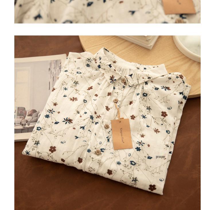 Künstlerisches Damen-Frühlingshemd aus Baumwoll-Leinen, zweilagig, späte Qing-Dynastie