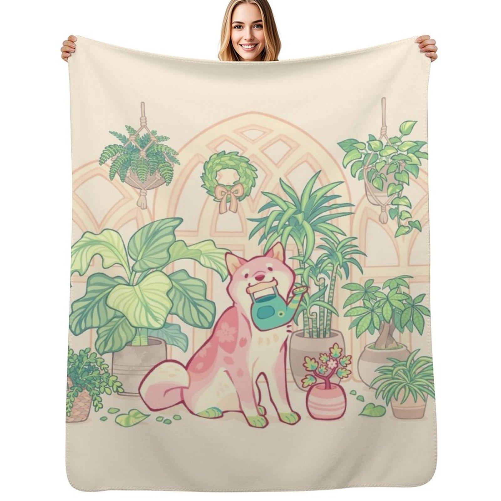 Green thumb shibakura Throw Blanket Durable Warm Blanket for Daily Home Use 102x76cm(40x30in)