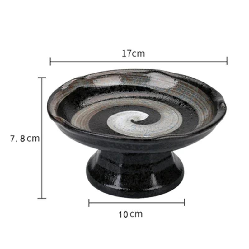Creative Japanese ceramic plate with high feet saucer saucer snack tea dessert plates snack plate fruit plate bowls ramekin
