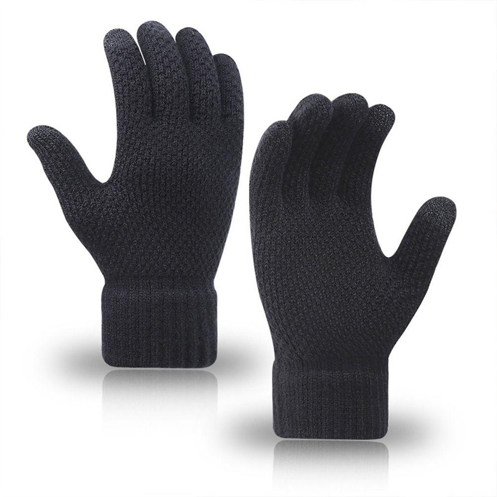 Thick Men Knitted Gloves Windproof Cold Proof Mittens Leisure Warm Gloves  for Outdoor Travel