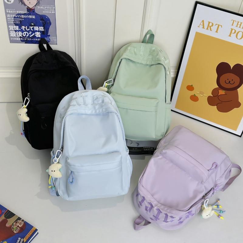 High-value letter embroidered schoolbag women's new large-capacity lightweight backpack student simple versatile backpack