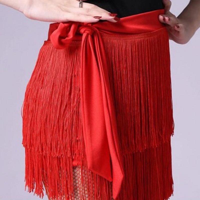 Women's Latin Dance Costume Apron Tassel Skirt with Hip Scarf for Practice & Performance
