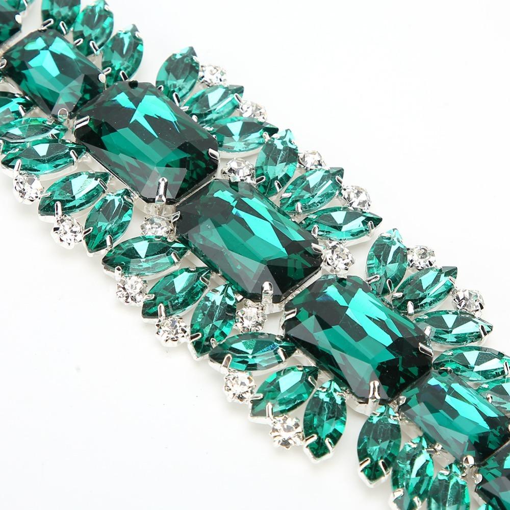 2pcs Sparkly Applique Crystal Rhinestone Chain Close Chain Sparkly Rhinestone Applique Clothing DIY