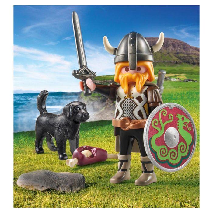 Miniaturfigur - PLAYMOBIL - 71755 - Wikinger mit Hund - Zubehör enthalten - Sorgfältige Details