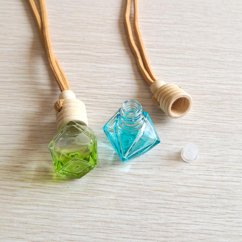 Colorful Diamond Car Perfume Pendant - Empty Glass Bottle Aroma Diffuser