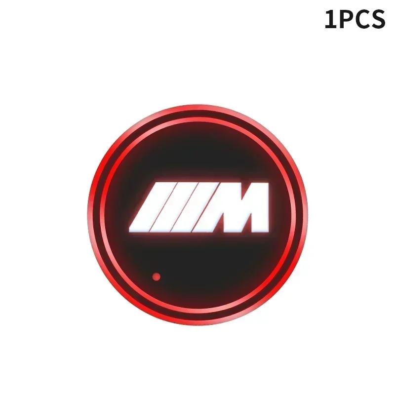 

For BMW 2pcs Car Luminous Water Cup Coaster 7 Colorful For BMW M Power Performance M3 M5 X1 X3 X5 X6 E46 E39 E36 E60 E90 Accesso