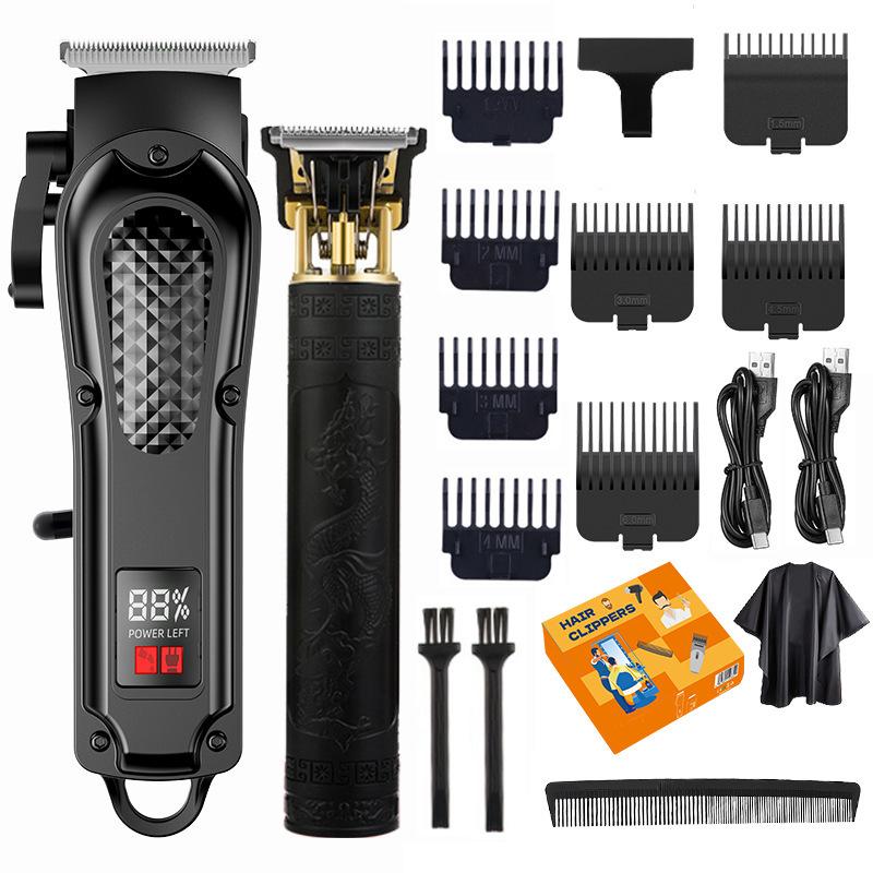 Parent-Child LCD Hair Clippers Set with Digital Display - Long-Lasting Battery Electric Trimmer and Shaver for Home Use
