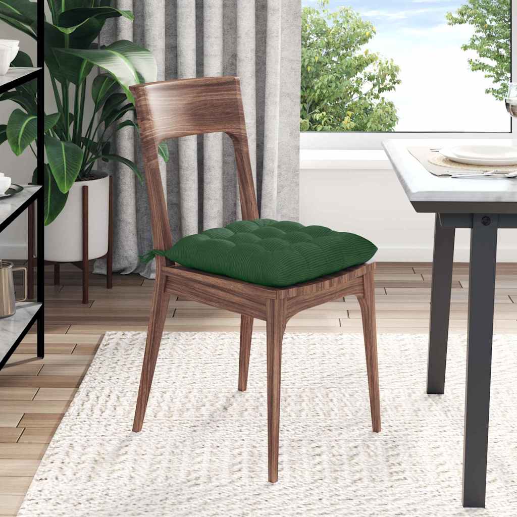 Seat Cushion Set 4 Pcs Dark Green 40 X 40 X 6 Cm Cord Fabric