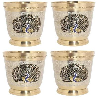 Set mit 4 Glaspfauen-Serviergläsern und Trinkgläsern, 250 ml