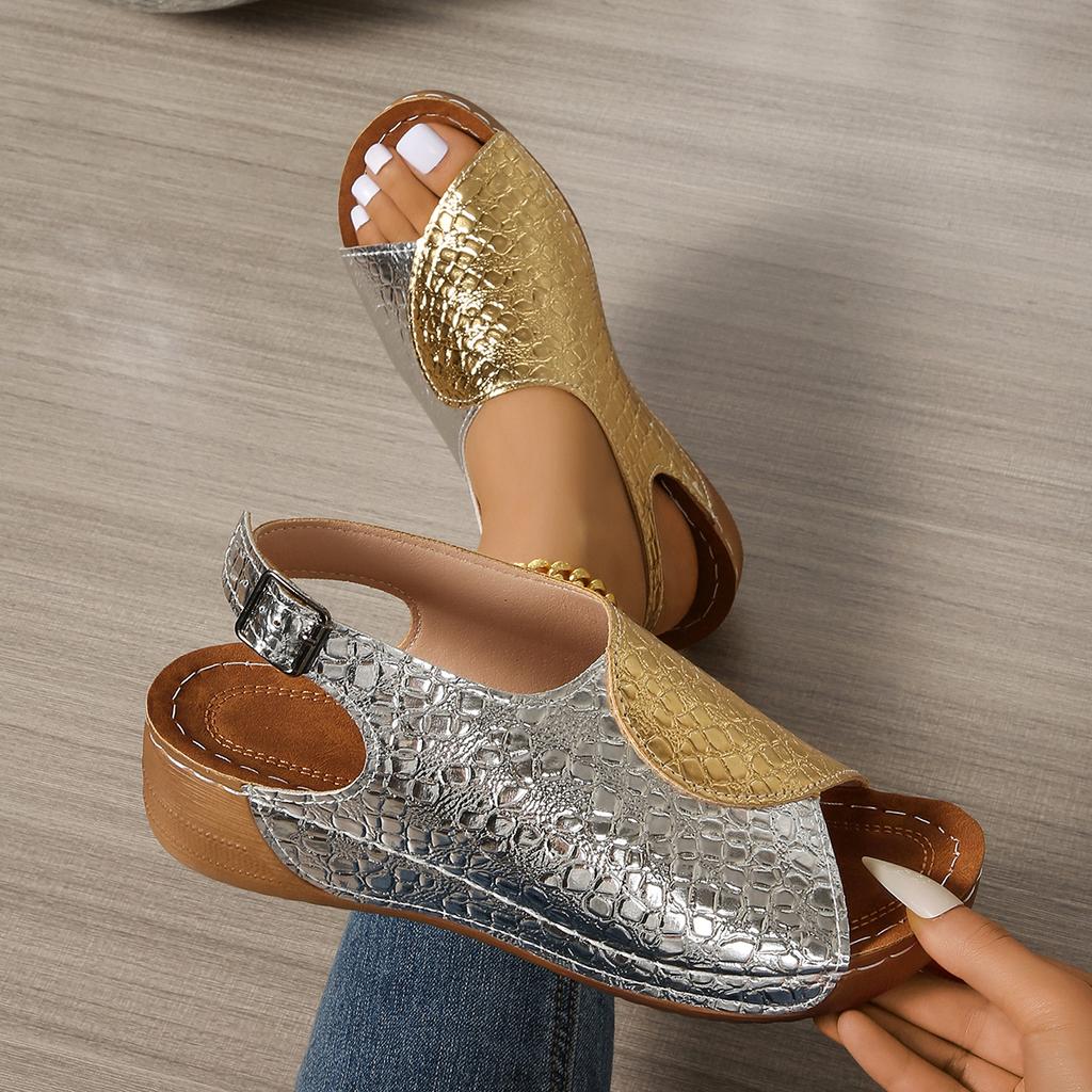 Casual Buckle Strap Wedge Sandals for Women Summer 2026 Elegant Fish Platform Women' Sandals Comfortable Plus Size Slides Female