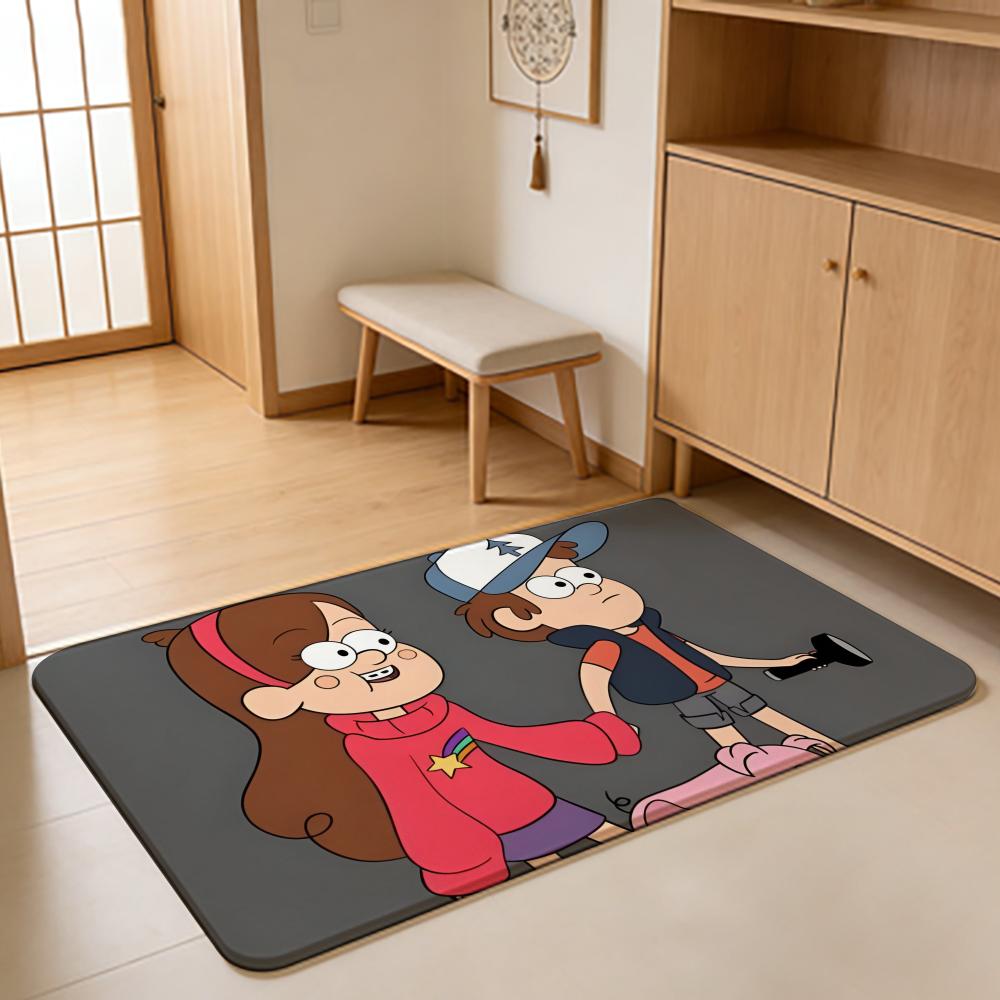 Tappetino da Pavimento ANIME G-Gravity Falls Tappetino Assorbente Tappeto d'Ingresso Antiscivolo per Bagni Servizi Igienici e WC