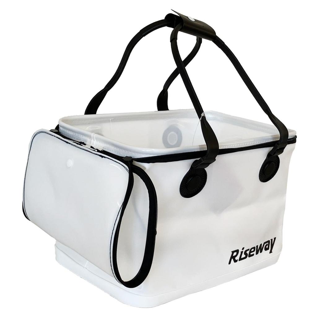 Riseway Folding Bucket for Rock White UEV-043 (with Lid) Fishing, 40cm,