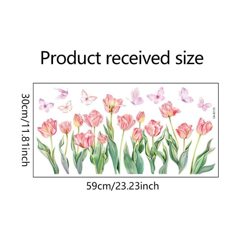 Dwustronna kolorowa naklejka ścienna z motylem i kwiatami, elektrostatyczna pasta do szyb okiennych, widoczna dekoracyjna naklejka ścienna