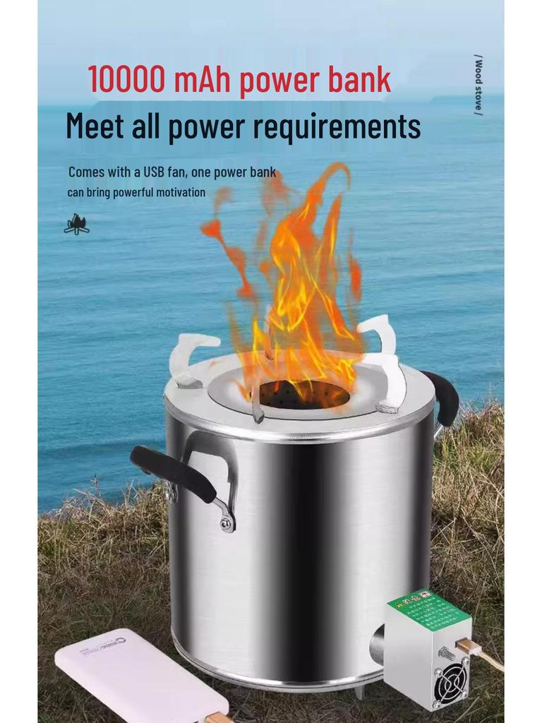 Portable Outdoor Wood & Gas Camping Stove - Smokeless, Eco-Friendly, Household Use