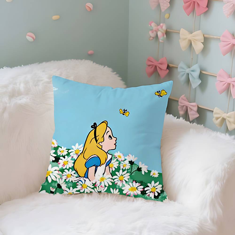 Classic AnimeAalice InWwonderlandS Cute Throw Pillow Covers Pattern Cushion Cover Suitable For Sofa Bedroom Car Pillow Cover