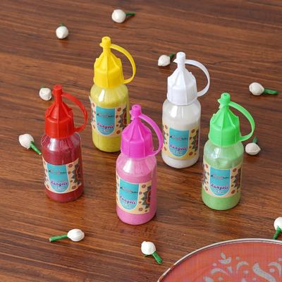 Set de 5 Sticle cu Culori Rangoli | Sticle Umplutură Rangoli | Articole de Decor pentru Casă pentru Navratri Diwali