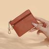 PU Leather Mini Coin Purse Double Layer Large Card Bag Handmade Zipper Wallet Car Key Case Short Lady Wallet Key Case
