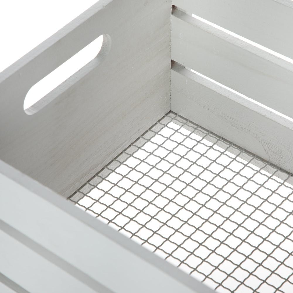 Grey Wood Wire Storage Basket Set 2 Piece Decorative Crates with Cut-out Handles Home Organization and Small Item Storage