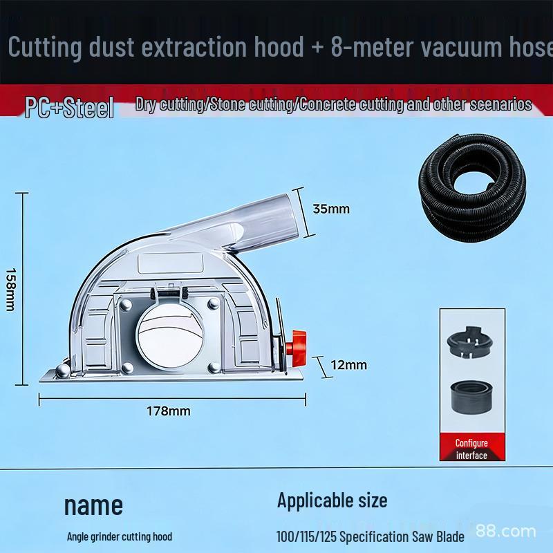 Industrial Angle Grinder Dust Collection Cover for 100/125 Polisher - Dustproof & Vacuum Compatible