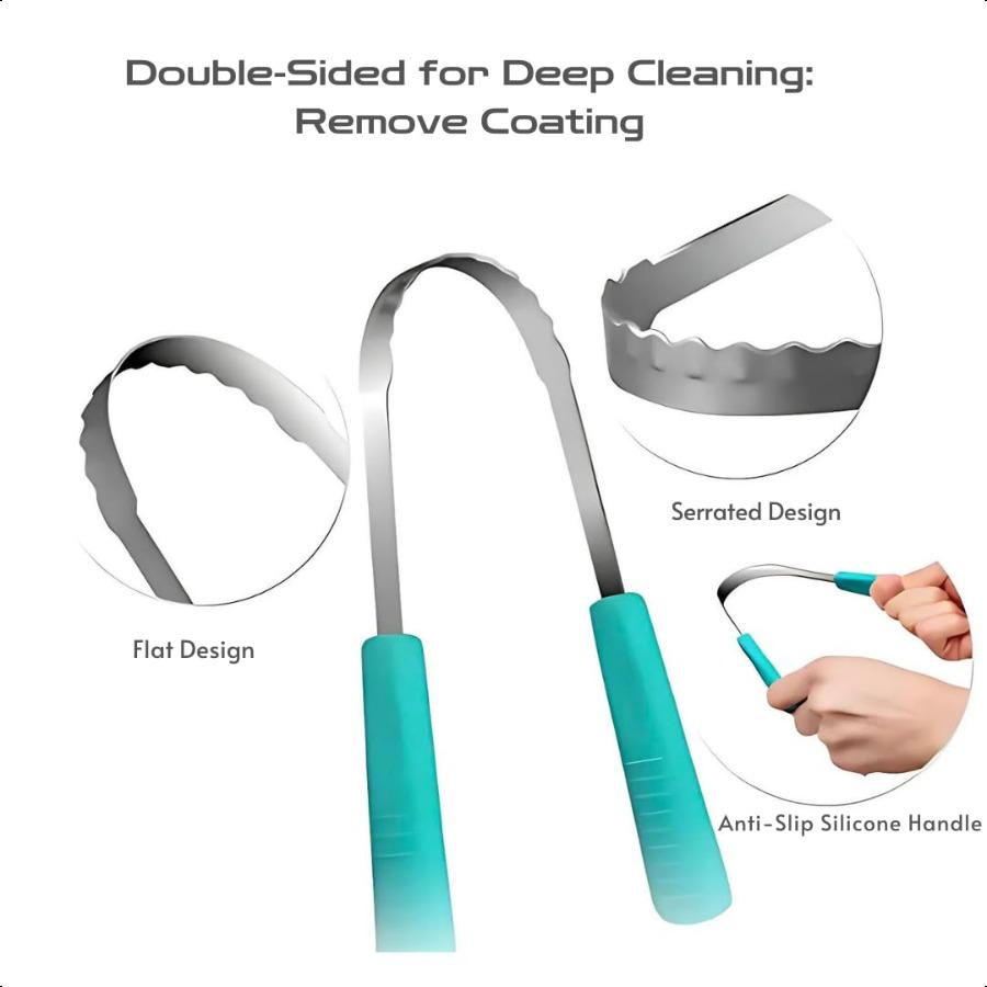 

Металлический скребок для языка для взрослых Двусторонний средство для лечения неприятного запаха изо рта 100% нержавеющая сталь Прочный скребок для ухода за полостью рта и хронического United States