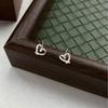 S999 Sterling Silver Hollow Heart Stud Earrings for Women - Korean Style, Sweet, Versatile Ear Cartilage Studs, and Basic Style Ear Care.