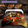 Belgium Football Pattern 3 Pieces Bedding Set Soft Microfiber Duvet Cover with Pillow Cases for Bedroom
