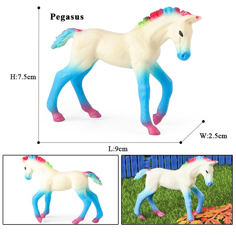 Oenux New Mythical Elf Pegasus Fairy Tale Fly Horse Kids Toy Action Figures Animal Model Cute Girl Birthday Gift Cake Toppers