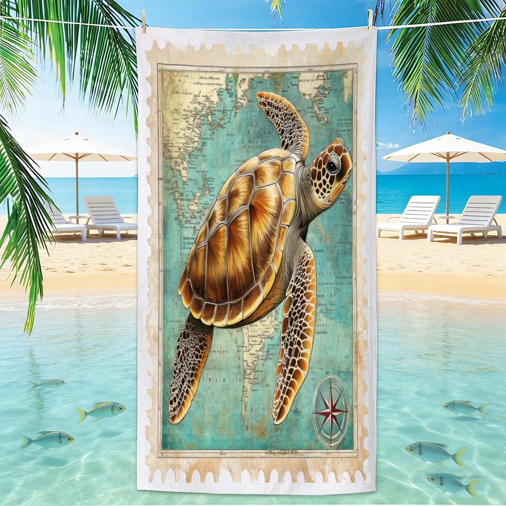 Beach Turtle Animal Printed Beach Towel, Quick Drying Absorbent Beach Towel, Outdoor Sports Swimming Beach Towel  Hair Towel