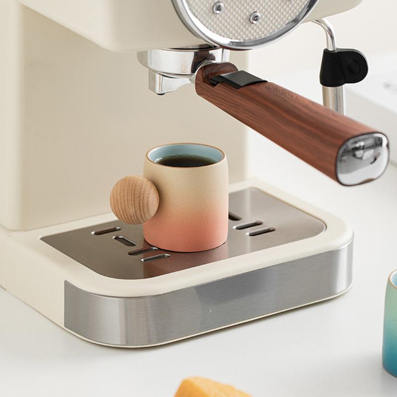 70ml Unikátní Stoare Šálek na čaj s dřevěnou kuličkovou rukojetí, Umělecký keramický hrnek na kávu pro odpolední čaj