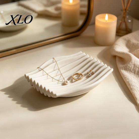 Small Countertop Soap Stand 3D Printed Dish, Minimalist Wave Design Bathroom Holder, Waterproof Container Shower Tray for Bathroom, Kitchen