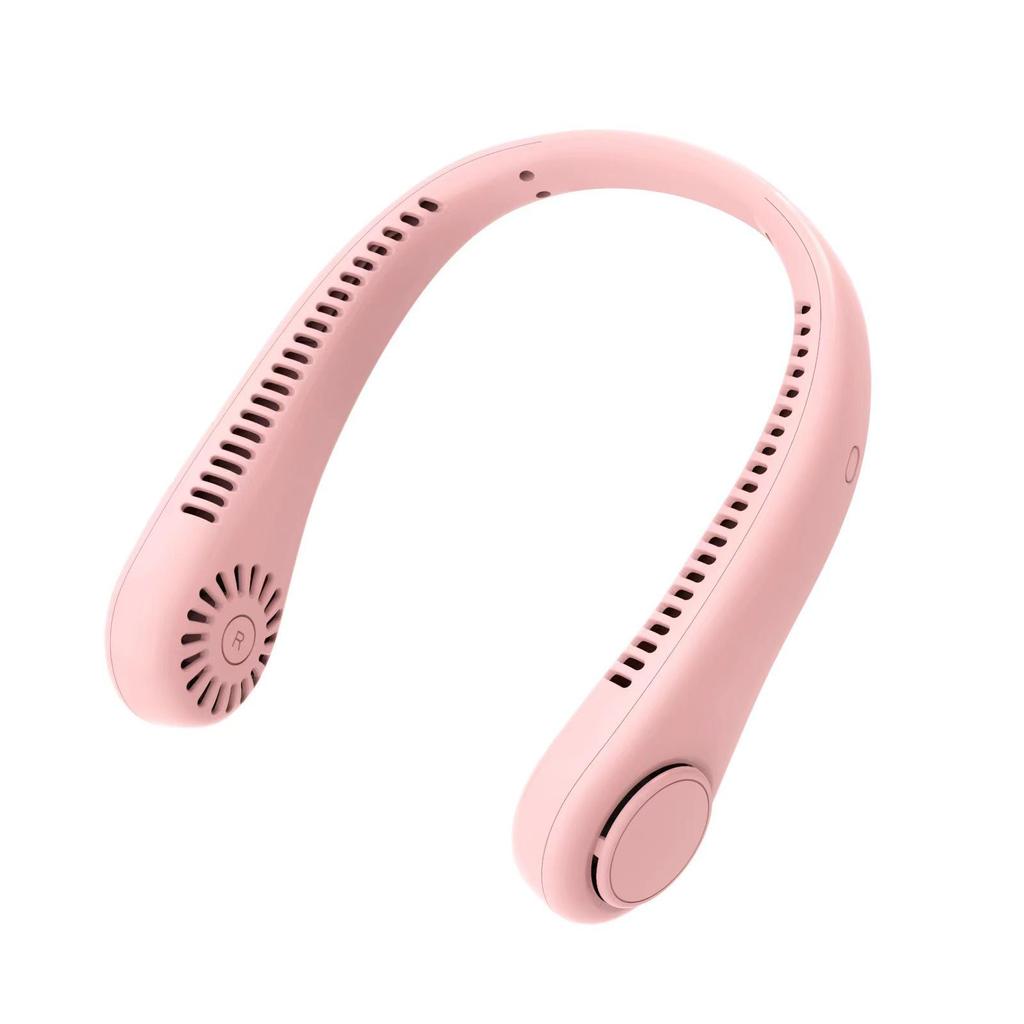Douyin Popular USB Rechargeable Neck-Hanging Fan - Portable, Silent, Leafless Design for Outdoor Use.