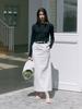 Mouth Back Slit Maxi Skirt (Off-White)