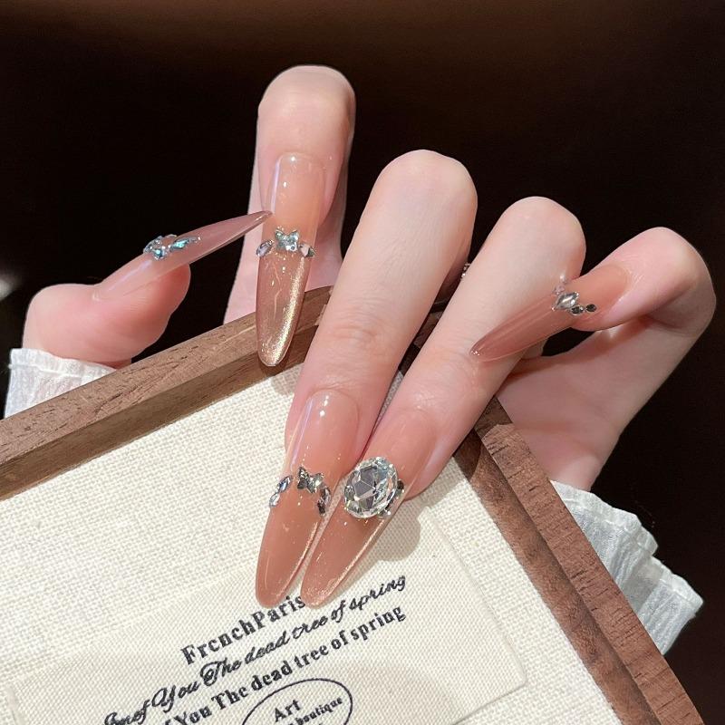 Cat's Eye Wearing Nail Pure Hand-made Nail Piece Fake Nail Wearing Nail Piece Advanced Sense Thin Dog Long