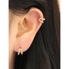 14K double-row one-touch ring piercing earrings