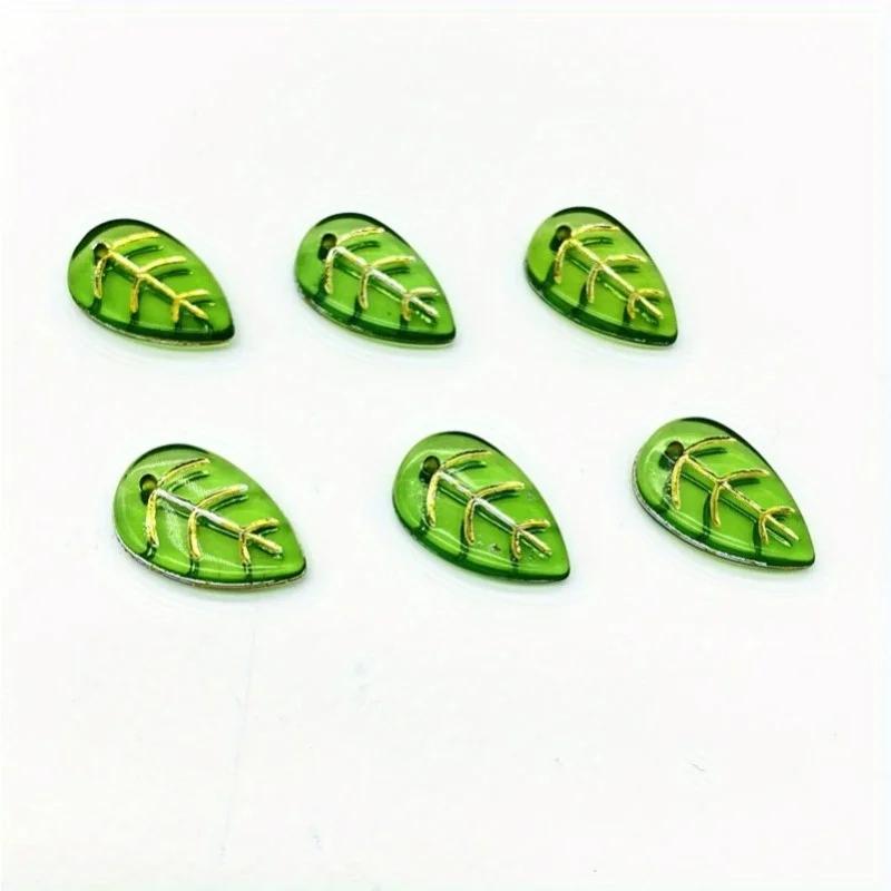 20pcs/lot Green Small Leaf Shape Beads For Jewelry Making Handmade DIY Accessories.