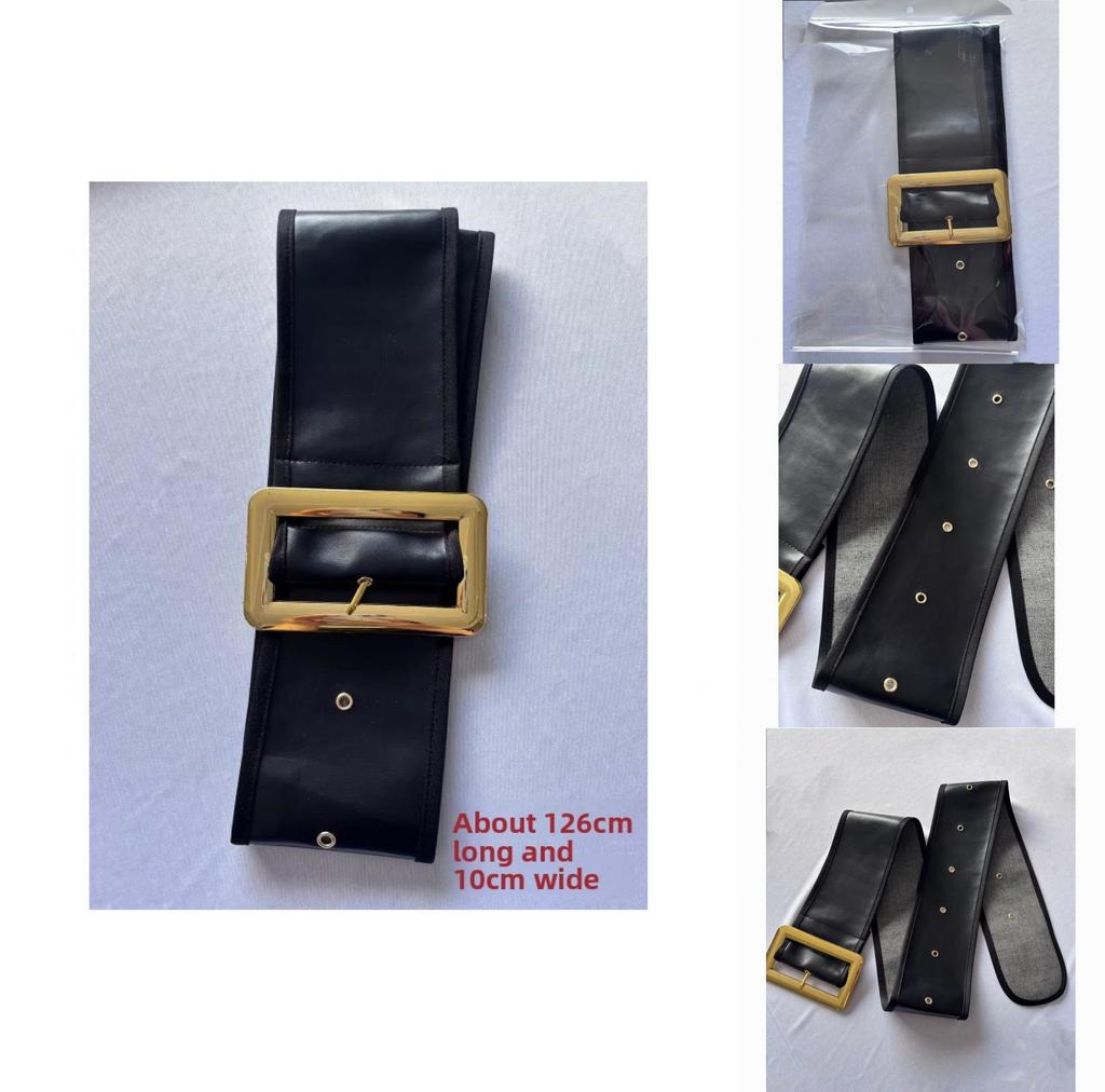 Fashion Pu Leather Wide Belt With Metal Buckle For Dress And Coat Styling Spring