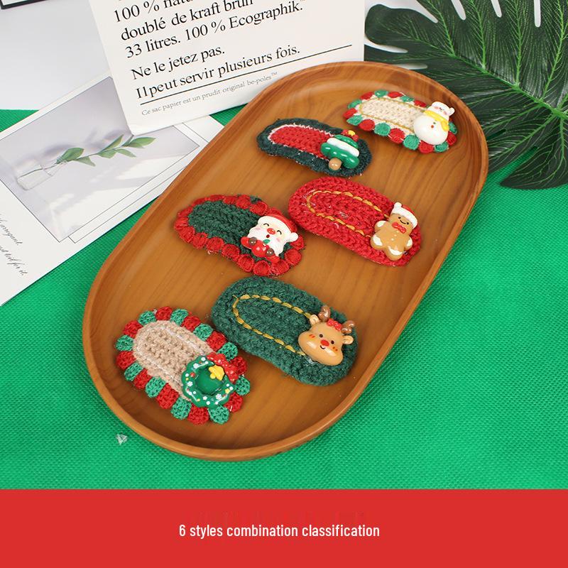 Handmade Knitted Christmas Hair Clips: Cute Santa Claus & Snowman Accessories for Adults and Kids