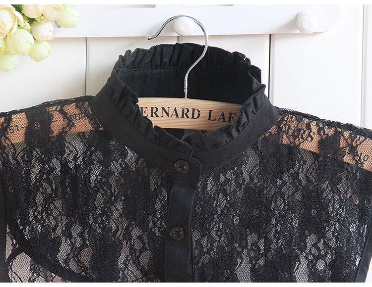 Korean Style Women's Lace Ruffle Collar Shirt for Spring and Autumn