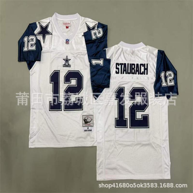Camiseta de Fútbol Retro NFL Dallas Cowboys para Hombre de Algodón Bordada Camisa Deportiva del Equipo Ropa para Aficionados