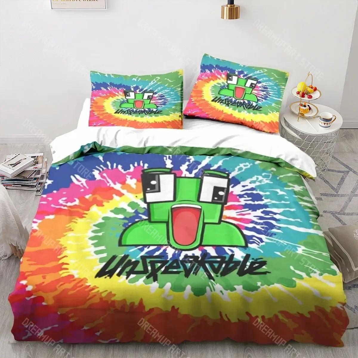 Dessin Animé Drôle Jouer U-Indicible Ensemble de Literie Chambre à Coucher Couvre-lits Doux pour Lit Housse de Couette Confortable Couette et Taie d'Oreiller EU Single 90x200cm