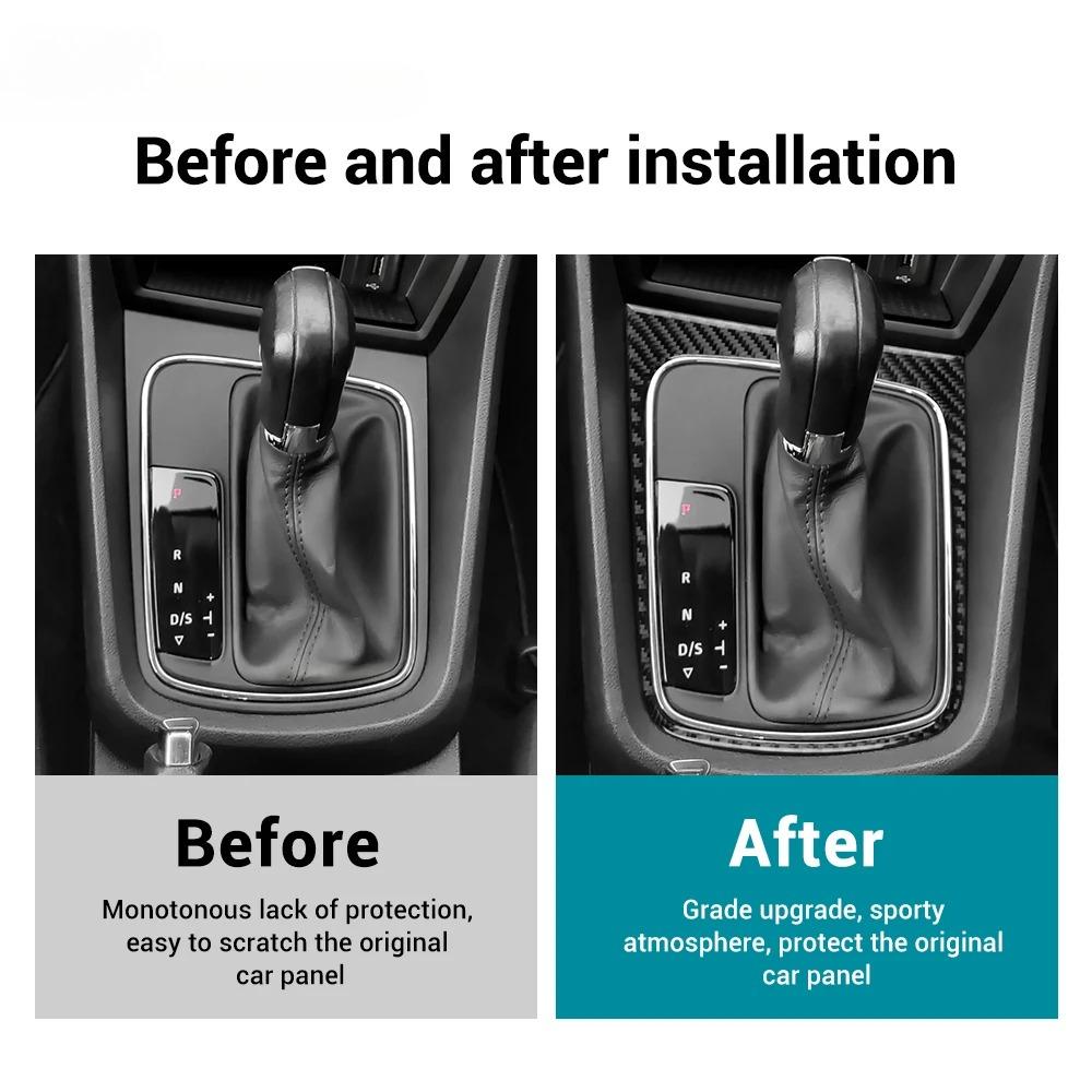 Echter Weicher Karbonfaser-Aufkleber Auto Schaltknauf Rahmen Panel Verkleidung Innenzubehör Für Seat Leon MK3 2013 2014 2015 LHD RHD